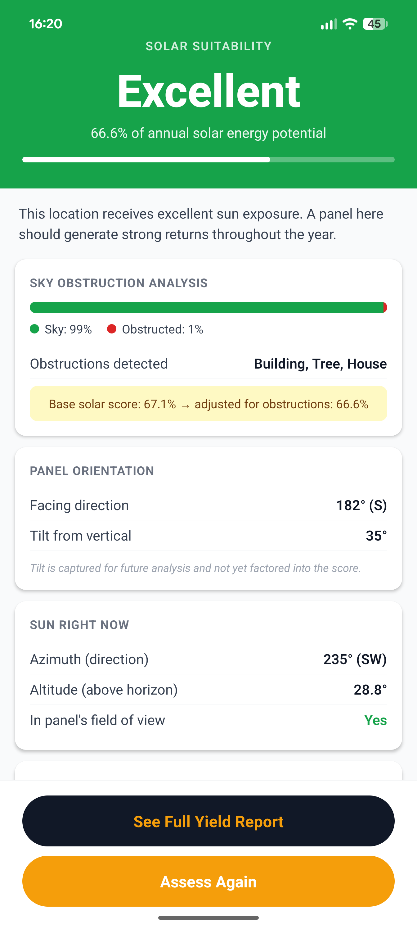 SolarSnap suitability result
